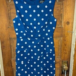 Connected‎ Apparel Blue Sleeveless Sheath Dress Midi